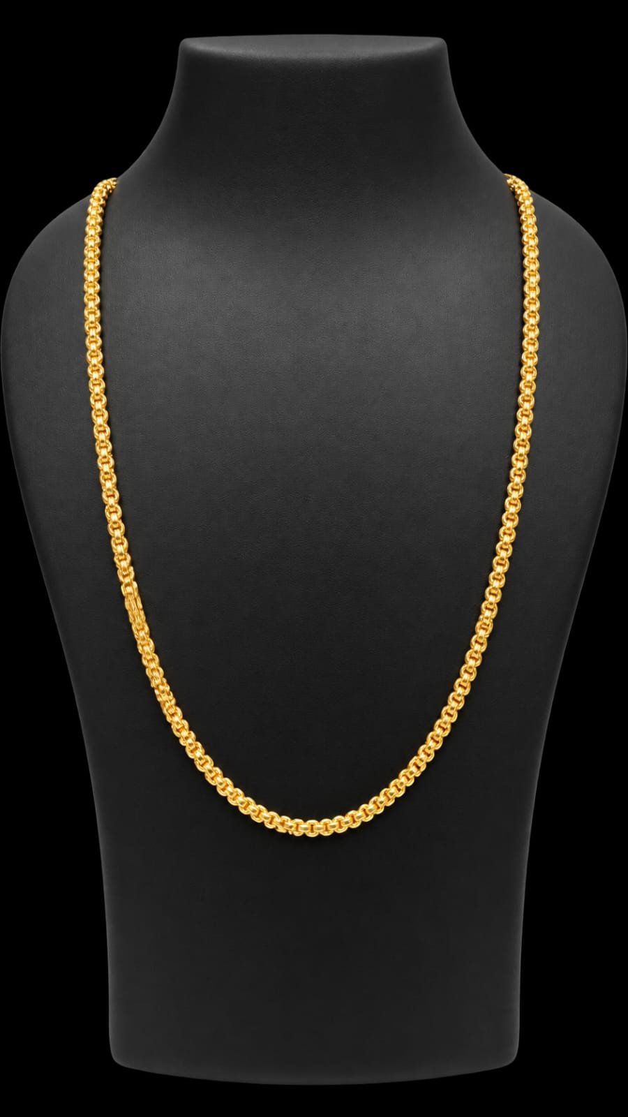 Gold plated Kodi chain 28 inch on black display bust